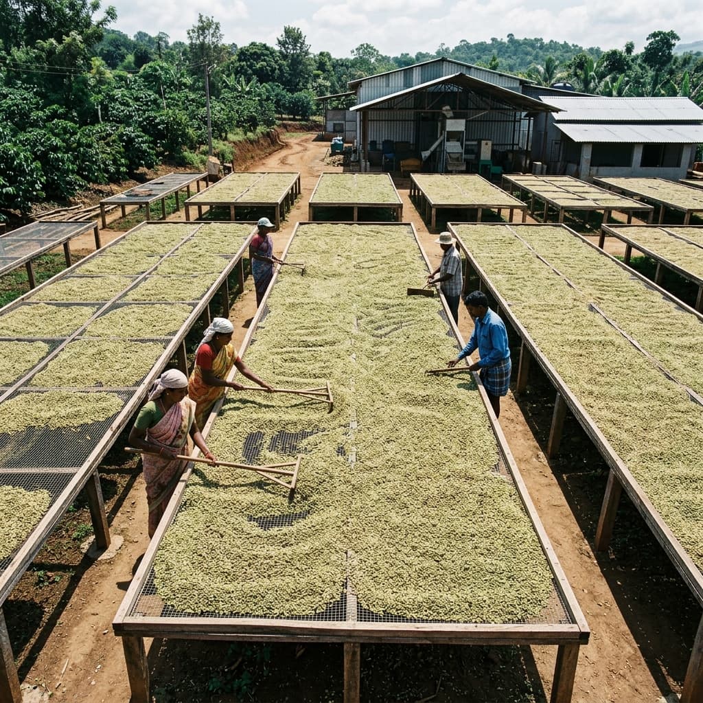 Sun-drying beds — natural processing method
