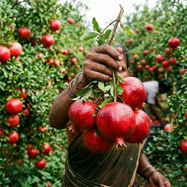 Premium red pomegranates hand-picked